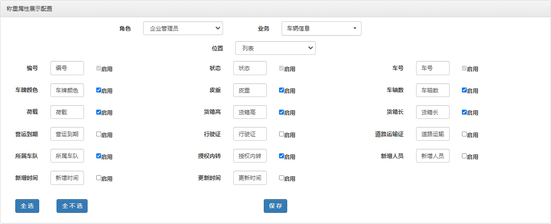 正立客商管理平台页面字段配置界面